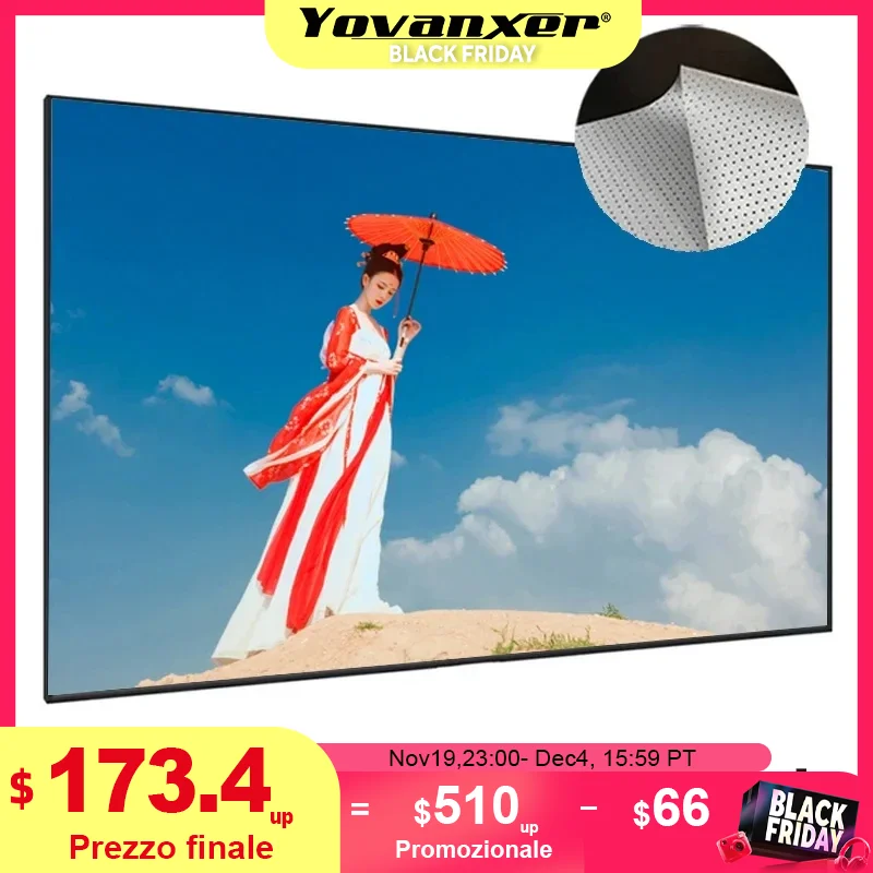 Cadre d'écran de projection ALR acoustique en métal perforé, cadre de partenaires d'écran, lunette ultra étroite, 2025 Acoustically Transparent, argent 3D, 1cm