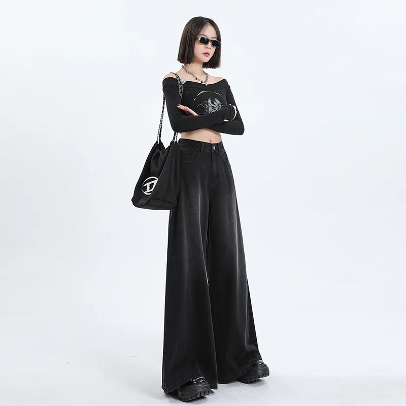 2026 Spring Summer Women High Waist Vintage Wide Leg Jeans Loose Baggy Fit Multi‑Color Denim Casual Long Trousers