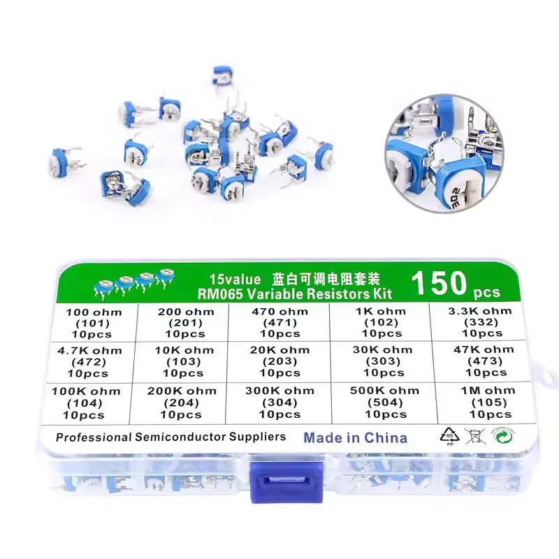 150 pieces RM065 horizontal blue and white adjustable resistance potentiometer 1M 101/501/102/103/104--503