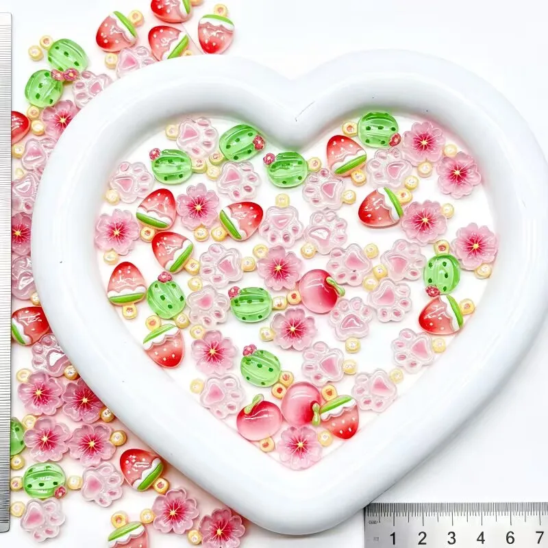 20pcs cute ice cream summer pattern acrylic mini nail charm DIY Nail Art Accessories for Manicures