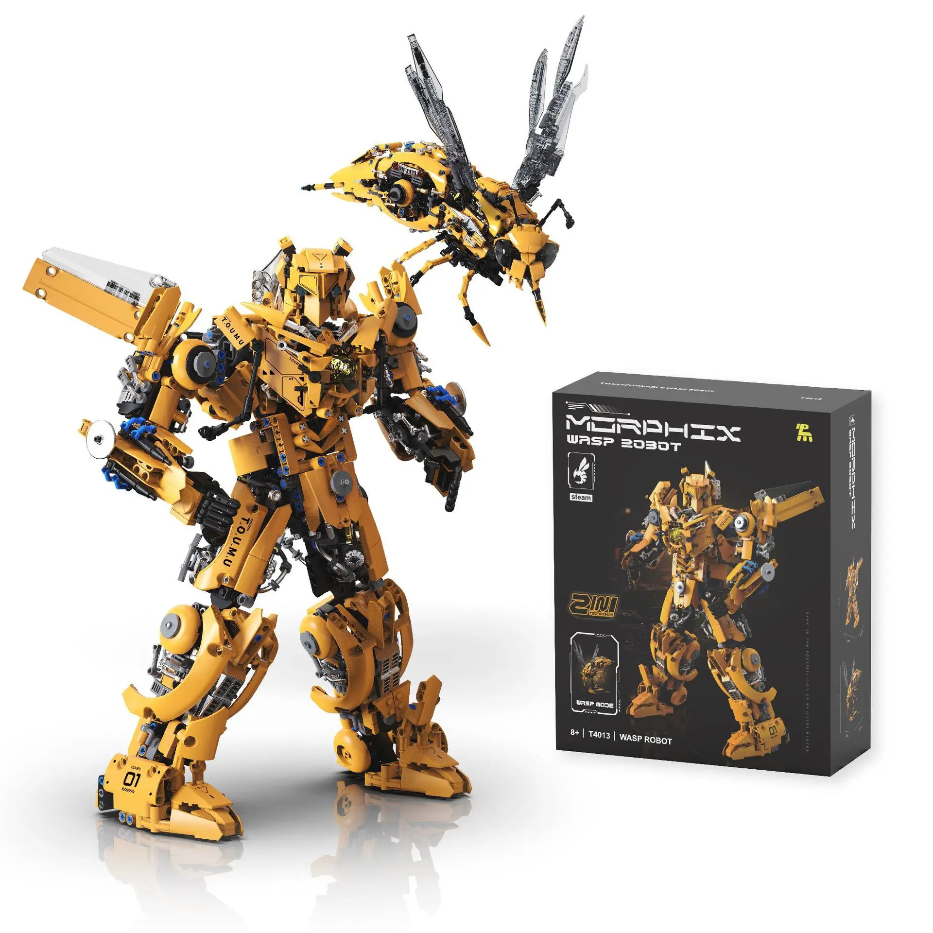 Dupla transformação mech blocos de construção transformando vespa robô modelo blocos de construção conjunto crianças brinquedos
