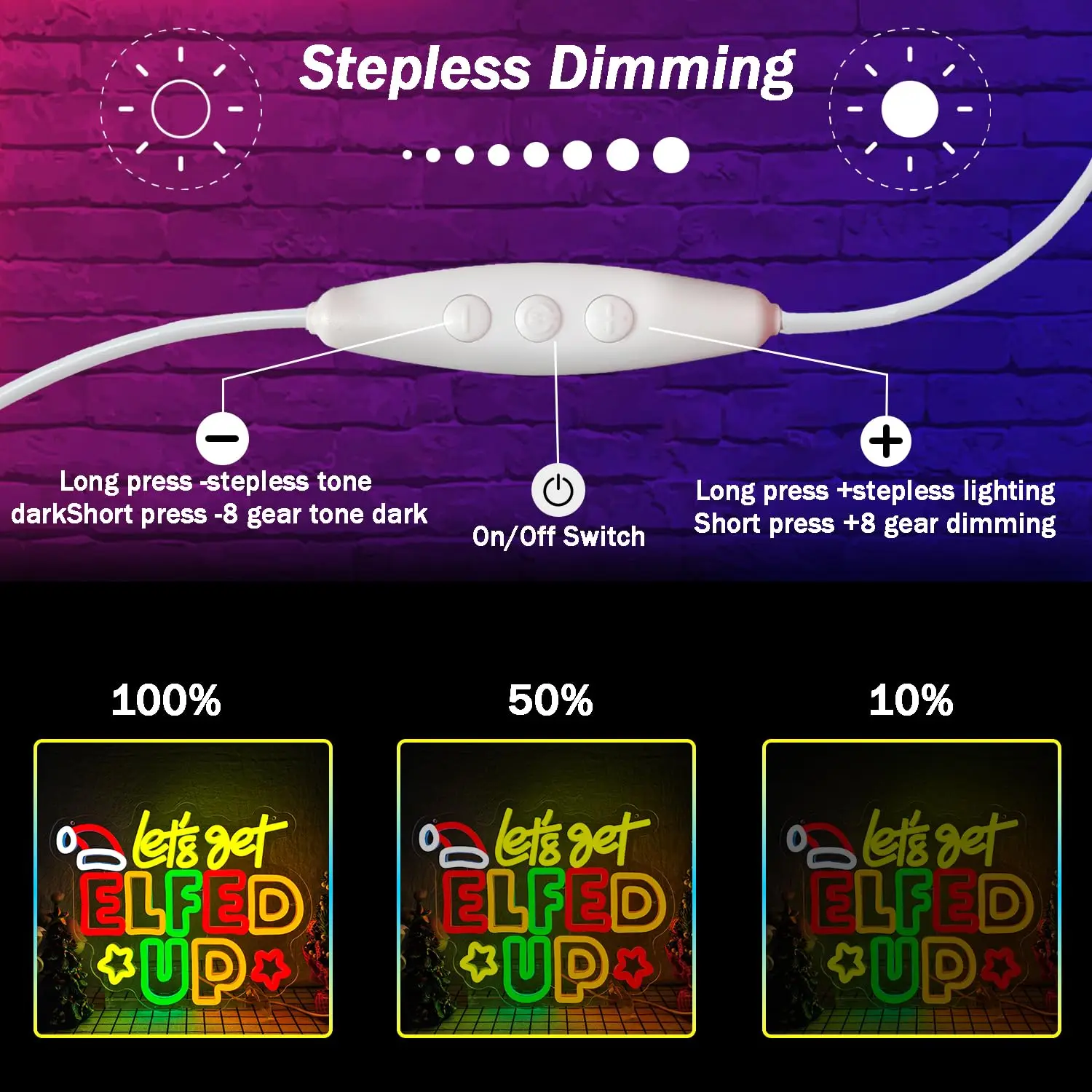 Неоновая вывеска Let's Get Elf UP, красочная вывеска с регулируемой яркостью, светящаяся вывеска, настенный декор для рождественской вечеринки, окна, детский подарок