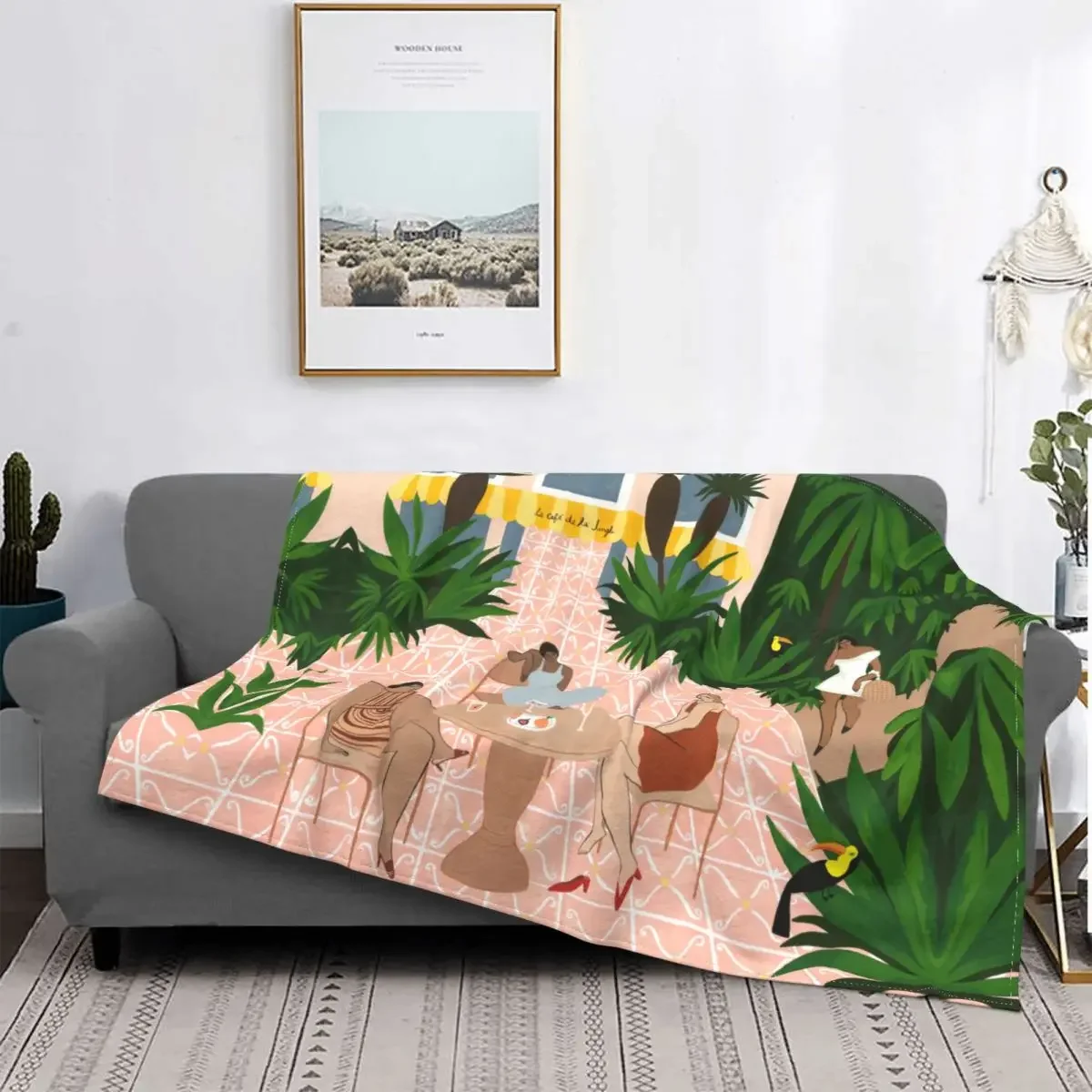 Isabelle Feliu Jungle Art Blanket Oil Painting Tropical Plants Flannel Funny Warm Throw Blankets for Home Spring Autumn