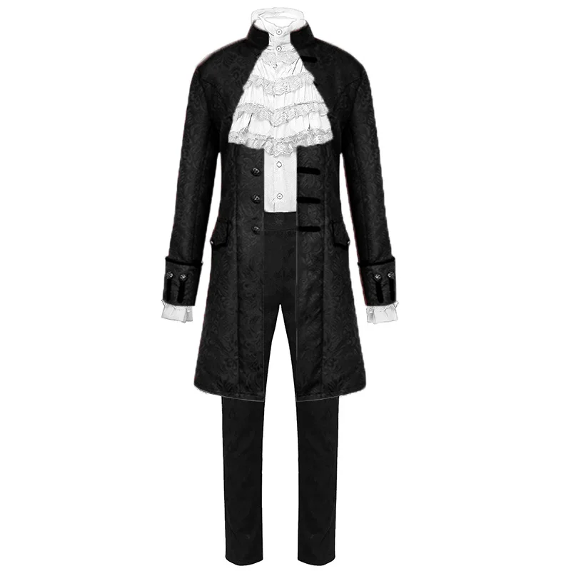 Men Steampunk Renaissance Prince Halloween Cosplay Outfit Gothic Medieval Victorian Edwardian Shirt Coat Pants Frock Costume New