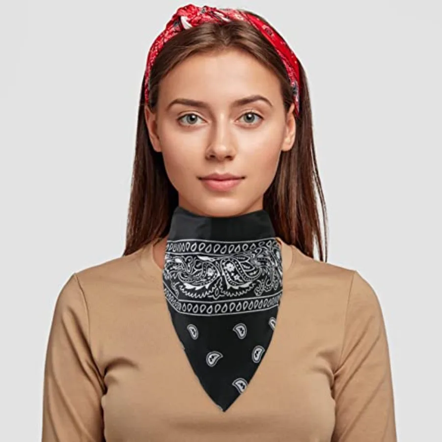 عصابات بنمط بيزلي من ميديلونج - وشاح مربع متعدد الأغراض مقاس 21 بوصة، عصابات رعاة البقر للرجال والنساء، عبوة من 6 قطع متعددة الاستخدامات