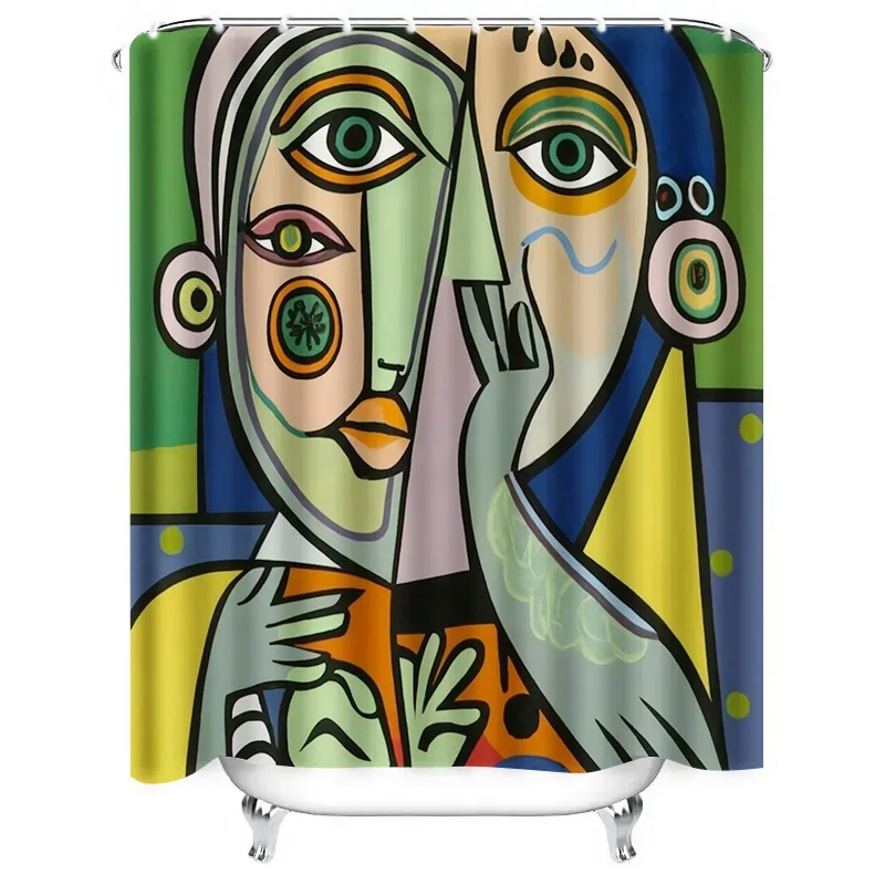 

Красочная занавеска для душа в ванной комнате с современным художественным дизайном для домашнего декора Зелено-желтая абстрактная занавеска Размер: 72 x 84 дюйма AXT6@!