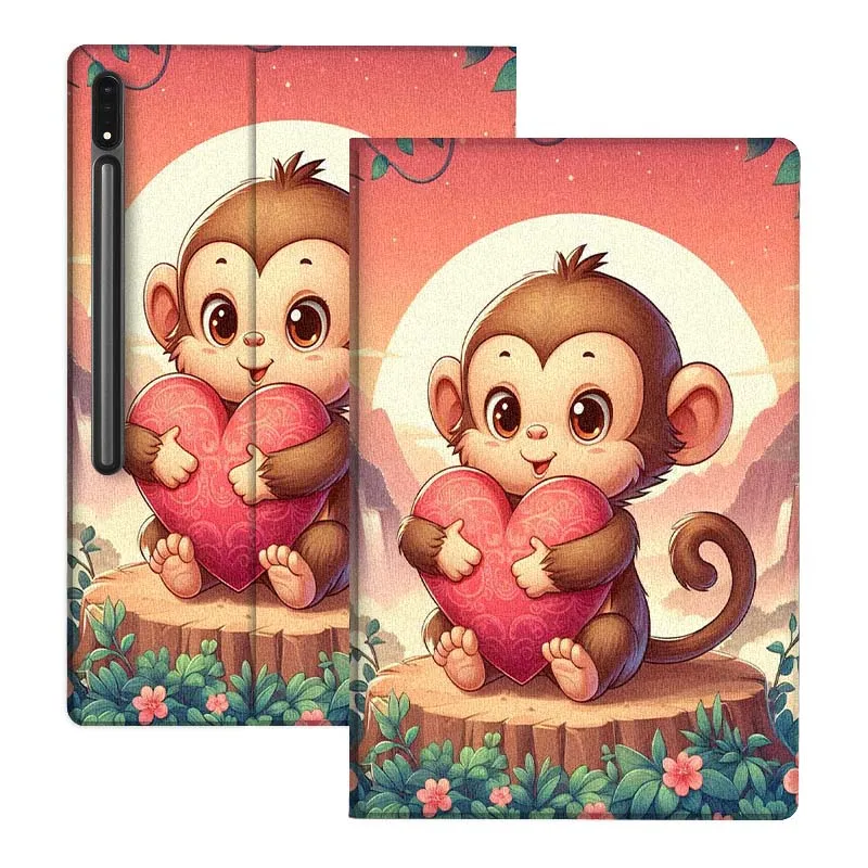

Panda Monkey Love Heart For Samsung Galaxy Tab S10 S9 S8 S7 FE Lite Soft Flexible Support Tablet Case Gift