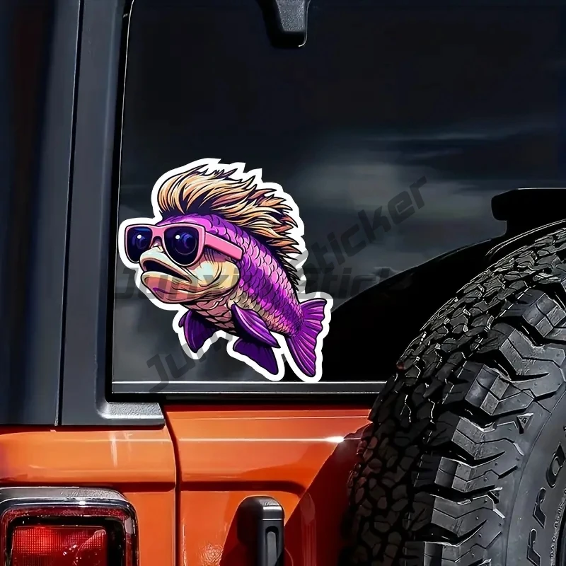 

Wearing Sunglasses Mullet Fishing Creative Vinyl Waterproof Decals Stickers for Cars, Laptops, Wall Windows, Bumper