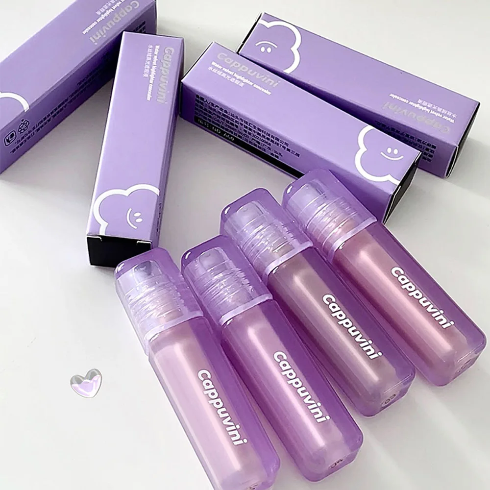 Cappuvini ベルベット ハイライター コンシーラー リキッド カバー ニキビ跡 くま 肌の色を明るくする 保湿 長時間持続するメイクアップ