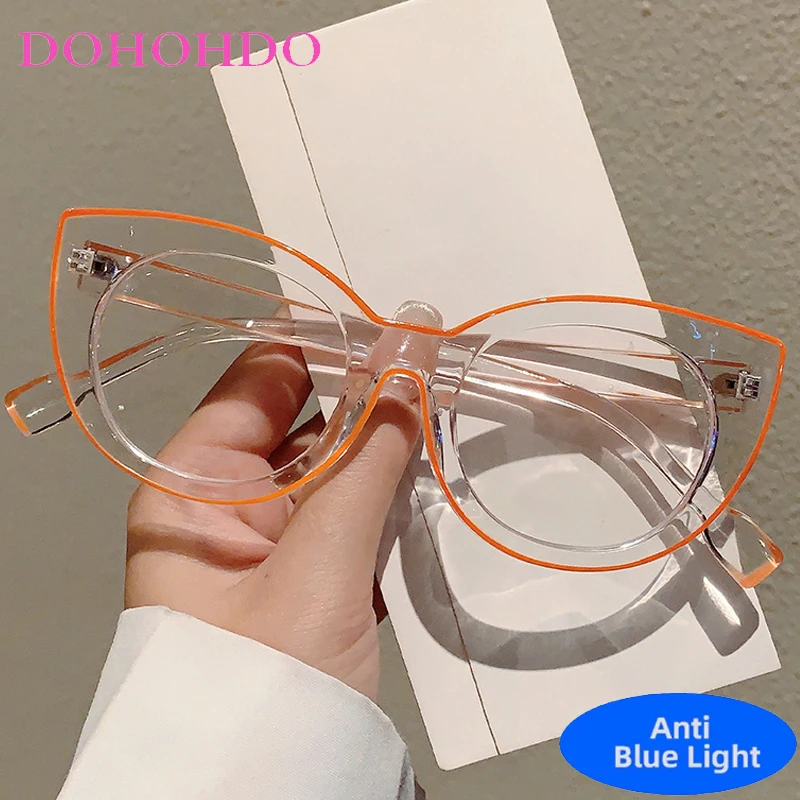 

Trendy Luxury Fashion Brand Designer Cat Eye Eyeglasses Men Women Computer Anti Blue Light Glasses For Office Work Lentes Очки