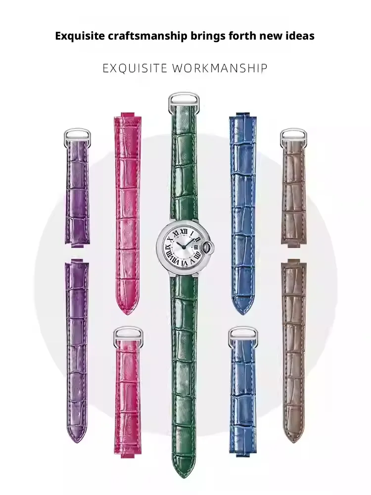 

Кожаный ремешок для часов Cartier BALLON BLEU с пряжкой из нержавеющей стали, высококачественный ремешок для часов из натуральной кожи, аксессуары для часов