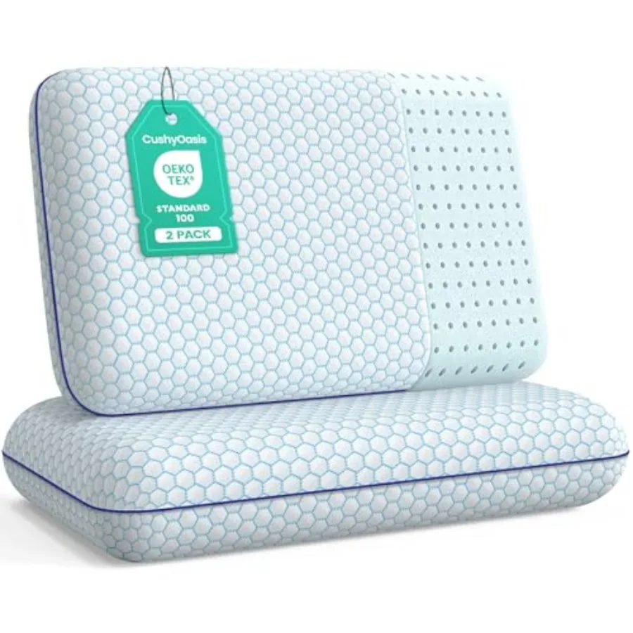 

Memory Foam Pillows for Side, Back and Stomach Sleepers, Set of 2, Bed Pillow with Washable Cover and Breathable Mesh, Bed Pill