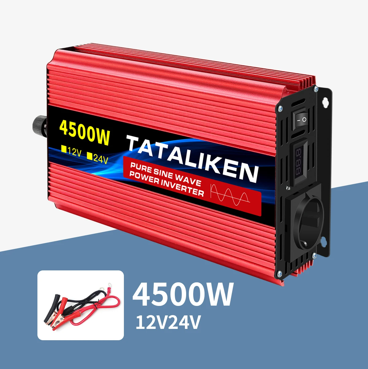 Wechselrichter reine Sinuswelle 2500 W/3500 W/4500 W/5000 WDC 12 V/24 V zu AC 220 V 230 V Spannungsübertragungskonverter Ladeadapter EU-Buchse – Detail 14