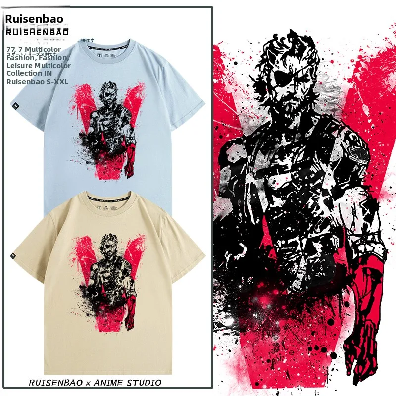 

Pure Cotton ort Sve T-irt for Men Alloy Equipment Host Game Sub-Genre Summer Loose Fit round Ne Print Casual Tee