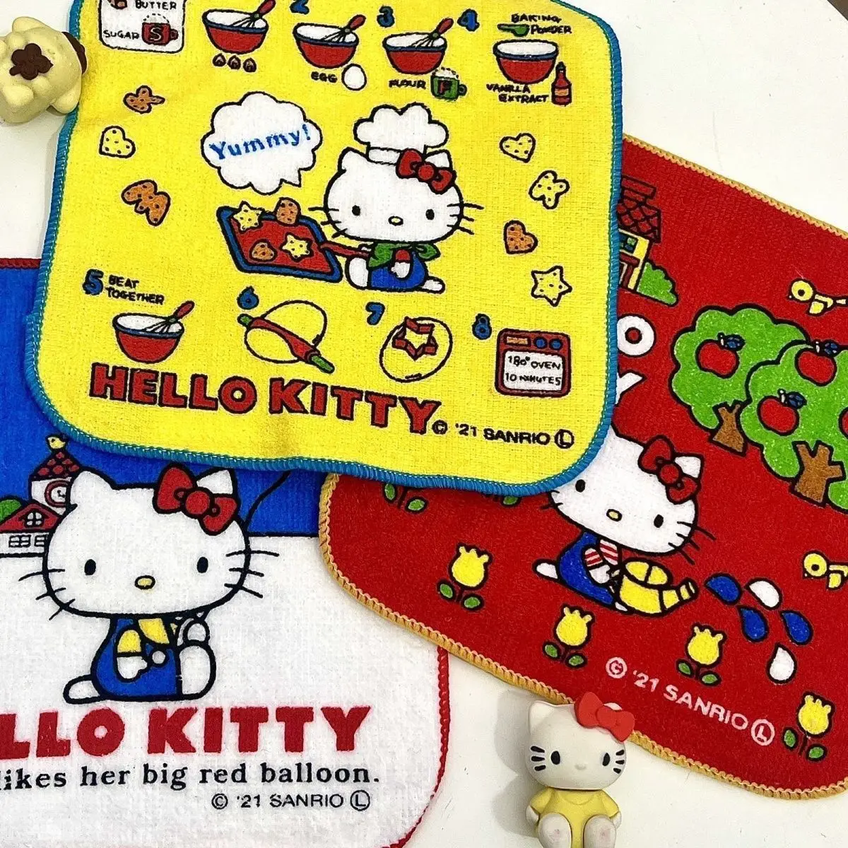 Cute Hello Kitty Small Square Towel 15x15cm Kawaii Children Girls Soft Sanrios Handkerchief Hand Towels for Face Wash Absorbent