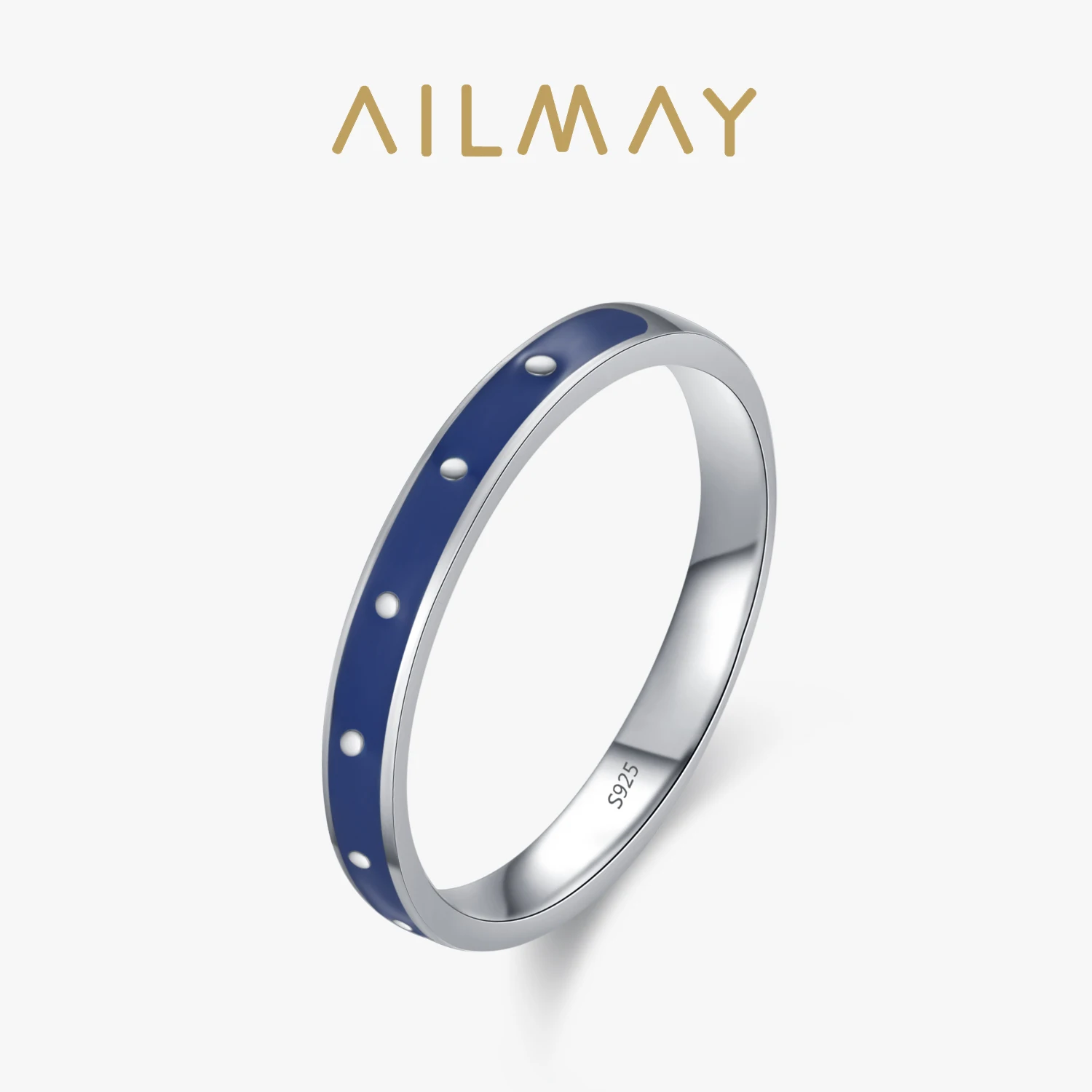

Ailmay 925 Sterling Silver Vintage Blue Enamel Ring For Women's Everyday, Vacation And Dating Wear, Gift
