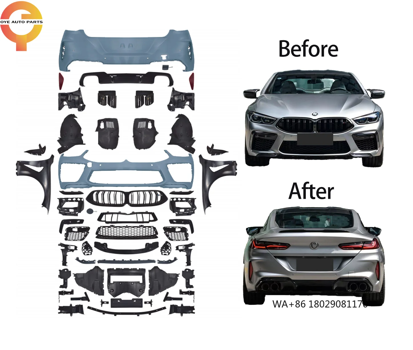 

High Quality for 8 Series M8 2 Doors G14 G15 Style Front Bumper Body Kit New Condition Red Plastic Red Hot Sales