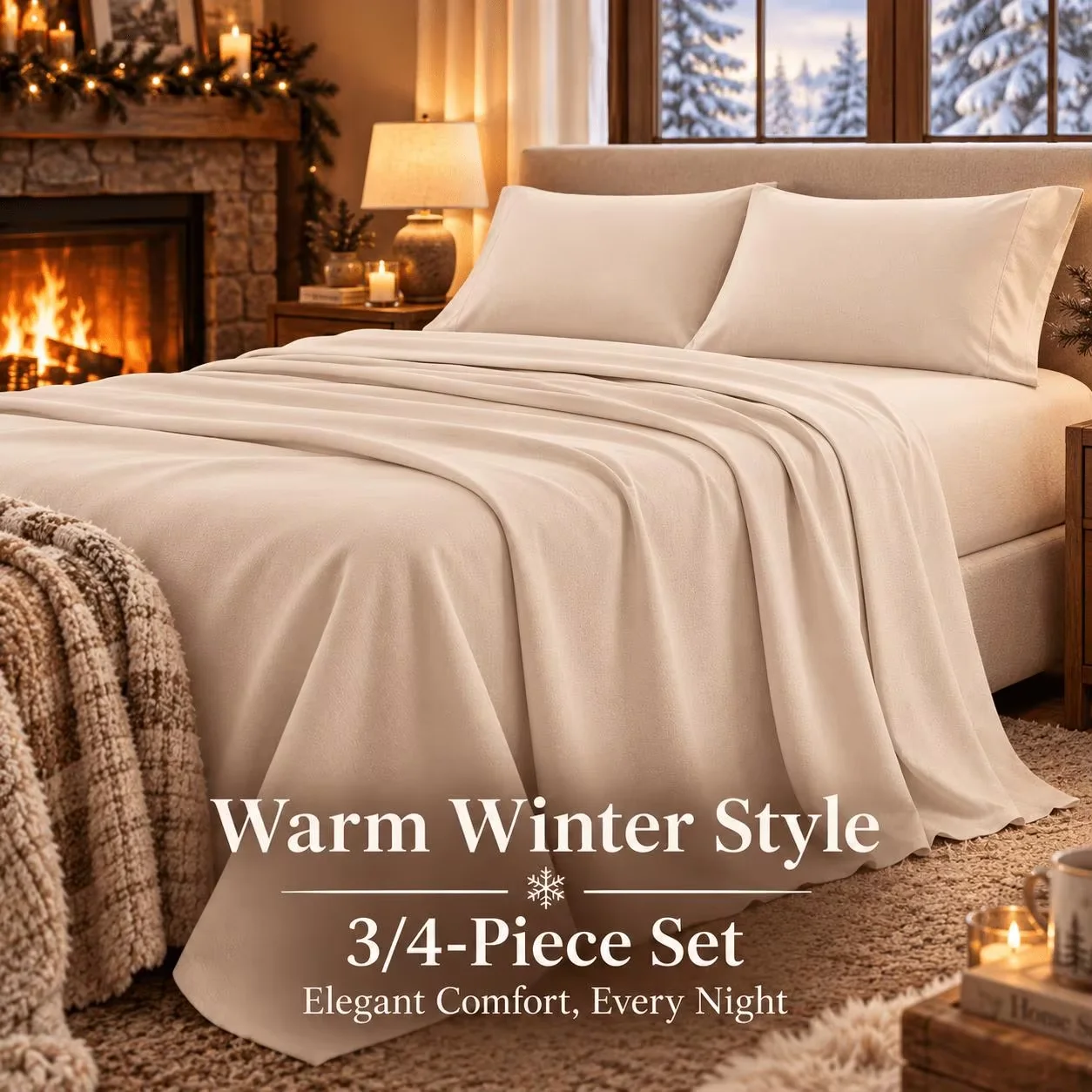 3/4pcs Christmas Themed Luxury Sheet Set, WINTER SPECIAL Fitted Bedding, Ultra Soft Moisture Wicking Breathable Bed Sheets, 15 Inch Deep Pocket, Multiple Sizes, Random Color