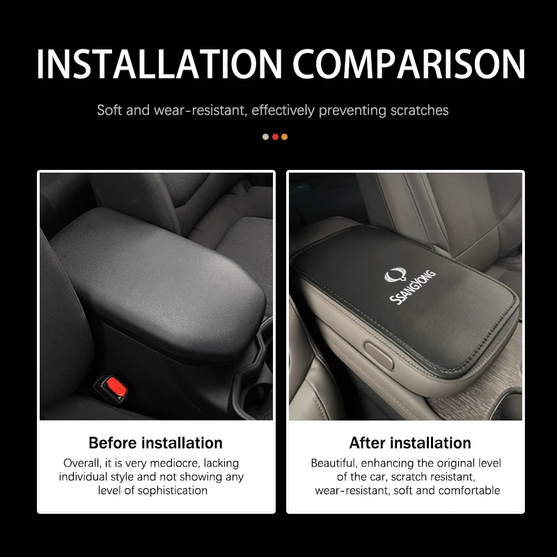Car Armrest Center Box Mats Memory Foam Auto Arm Rest Pad For SsangYong Korando Rexton Kyron Rodius Tivoli Musso