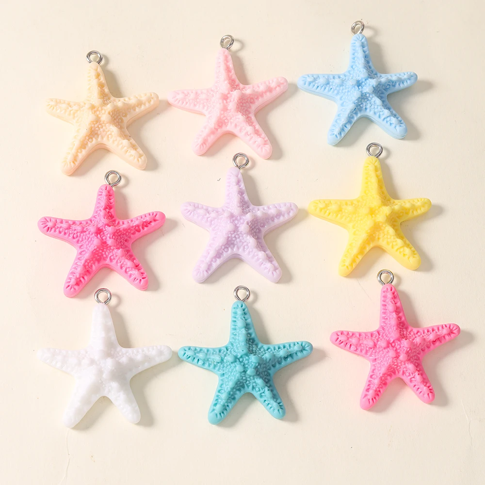 10pcs 32*29mm Lovely Cartoon 3D Resin Starfish Pendant Charms for Diy Drop Earrings Necklace Summer Beach Jewelry Making - view 6