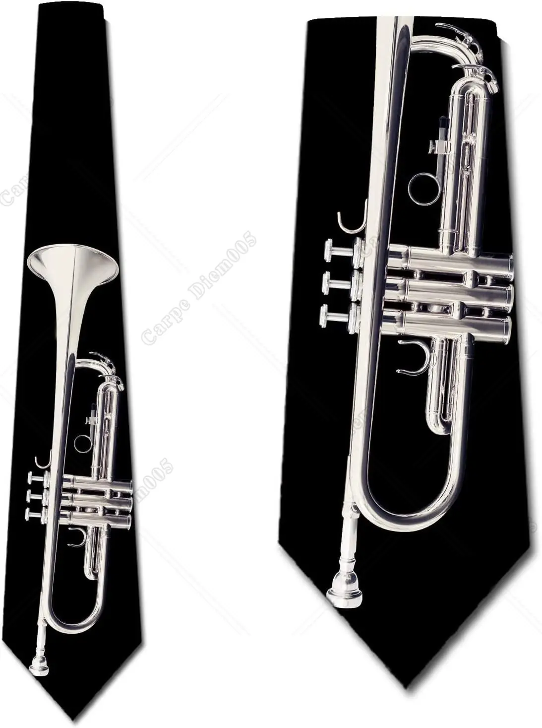 Trumpet Ties Mens Jazz Tie Music Neckties Cool Musical Instrument Pattern Tie Print One Size