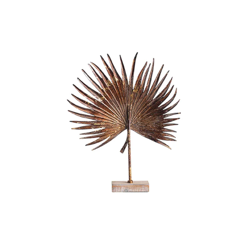

Retro wrought iron ornament soft decoration old palm tree metal handicraft home decoration puff fan