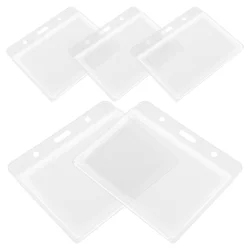 Plástico rígido Horizontal ID Holder, cor geada, crachás, passaporte, permissão de trabalho, Name Tag, Emblema do empregado, 5pcs