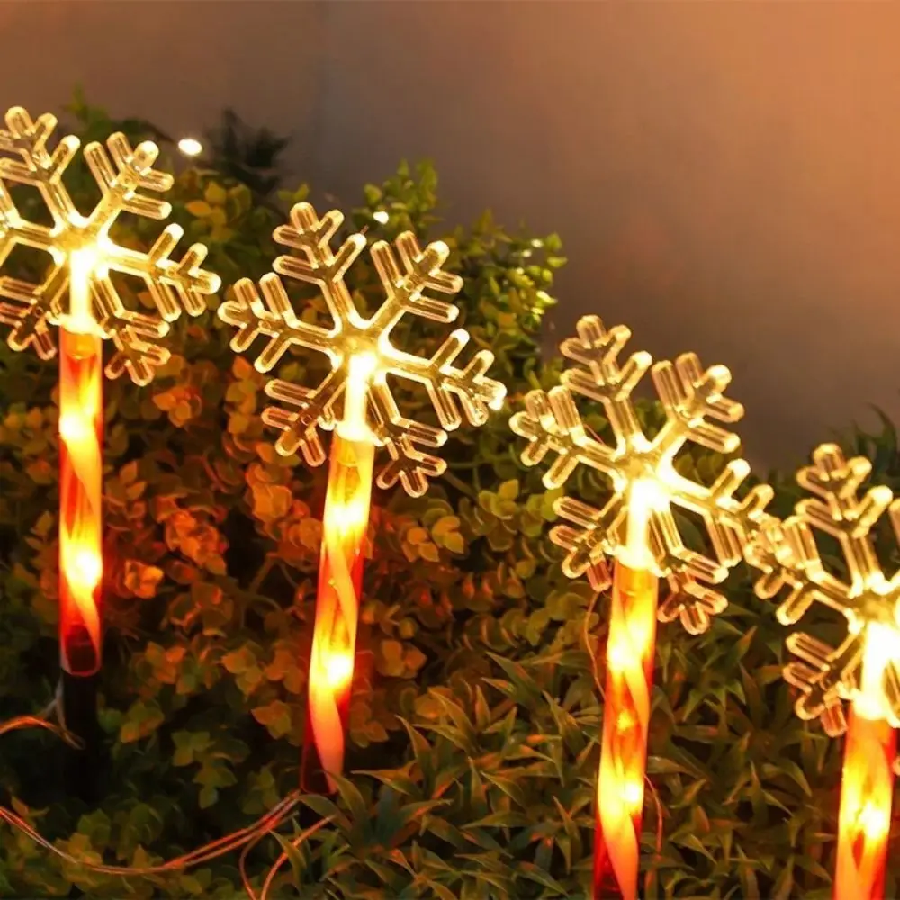5Pcs/Set Snowflake Landscape Christmas Lights 8 Modes Waterproof Santa Claus Solar Lights Decorative Red Tube Solar Lawn Lights