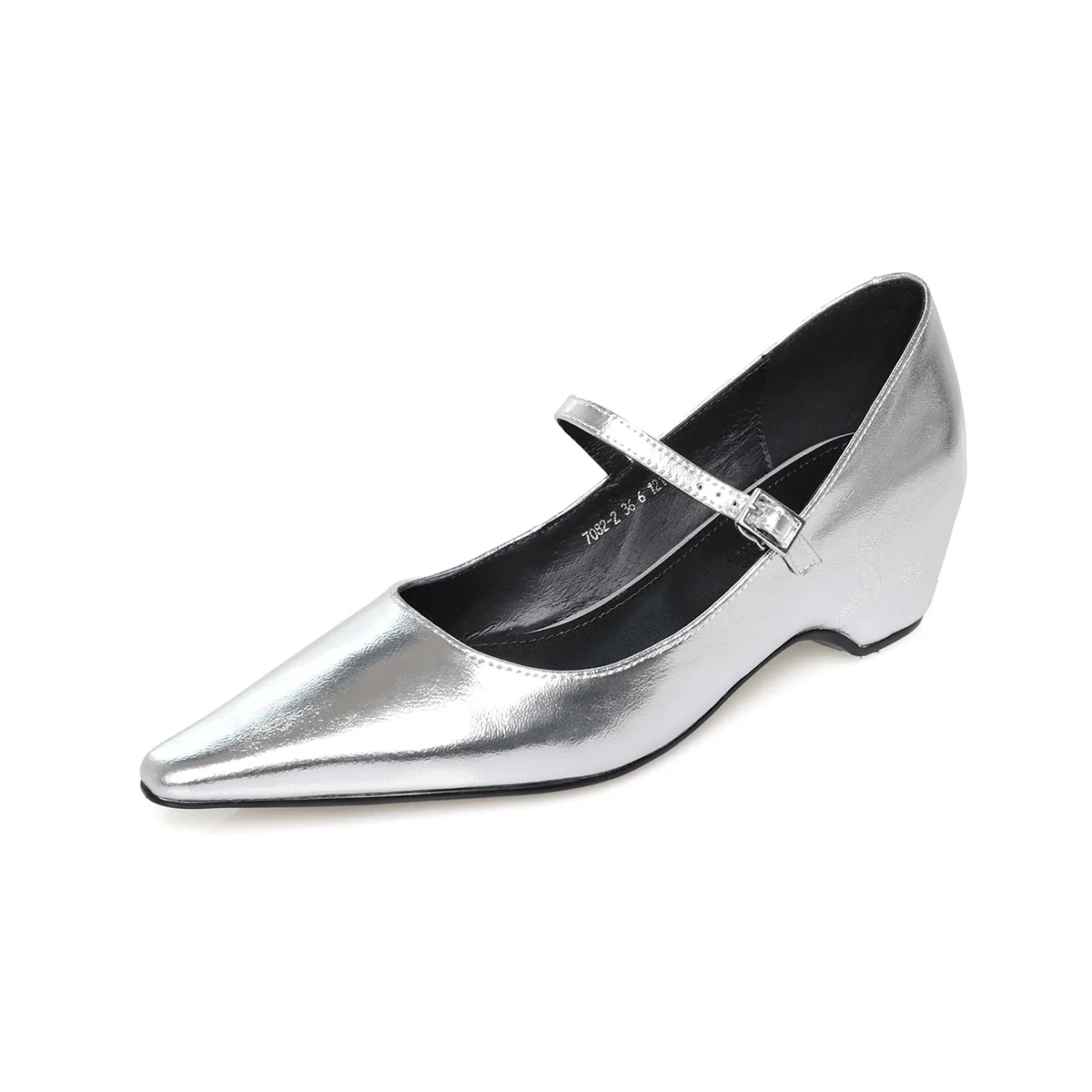 Arden Furtado Spring Sheep patent leather Single shoe Pointed toe word-cingulate Mary Jane shoes high-heeled shoes large size