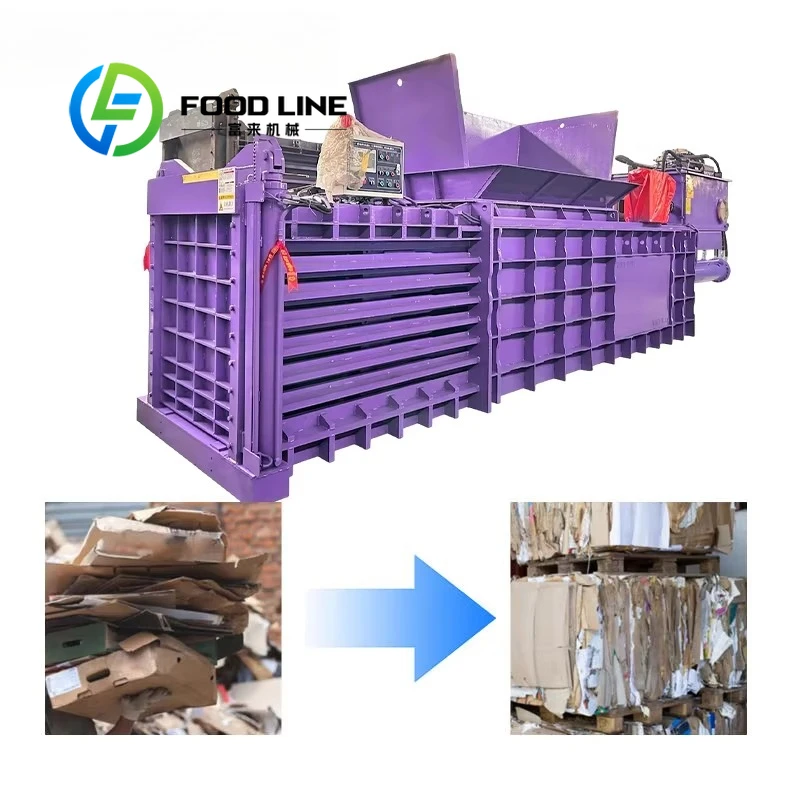 Industrial Horizontal Hydraulic Baler Long Layout For Large Volume Waste Processing In Recycling Station Factory And Warehouse