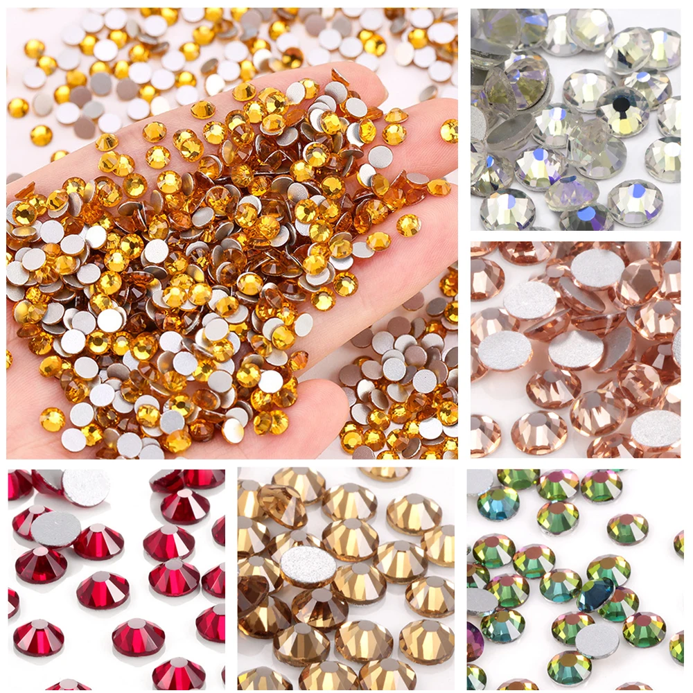 Sparkling Crystal AB Non-Hotfix Rhinestones, SS3-SS30 FlatBack Stones for Sewing, Nail Art, and Crafting Decorations