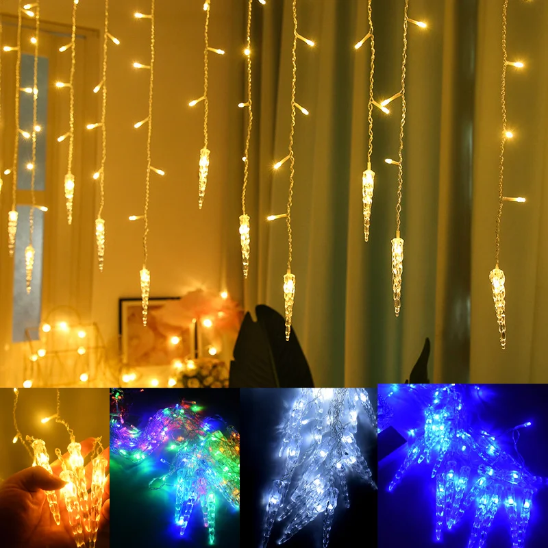 

Уличная гирлянда, зимняя гирлянда, светодиодная занавеска, сосульки, гирлянды на Новый год, 0,3 м, 0,4 м, 0,5 м для рождественских украшений 2025