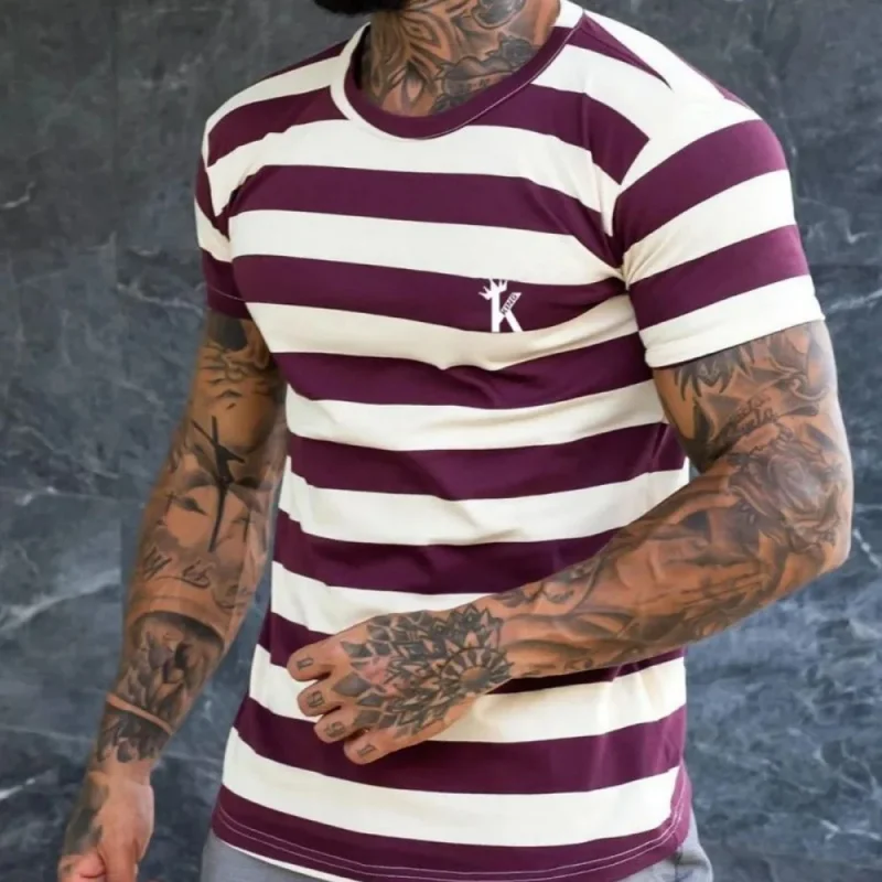 ثلاثية الأبعاد مطبوعة الملك روز تي شيرت للرجال الملونة المشارب نمط تيز الصيف س الرقبة قصيرة الأكمام بلايز عادية الشارع فضفاض تي شيرت #5