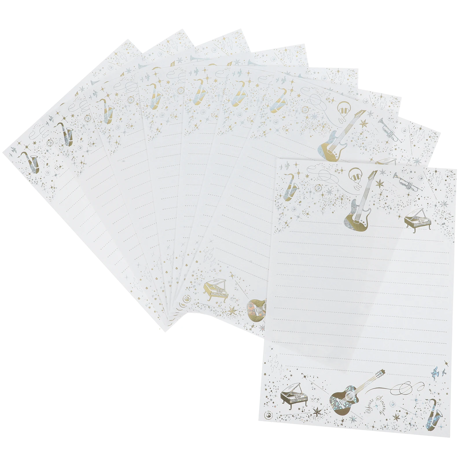 

8 Sheets Musical Letter Paper Delicate Cards Greetings Vintage Bronzing Envelope Party Blessing Stationery Envelopes