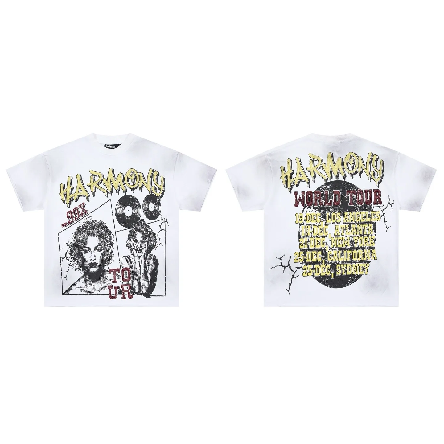 Harmony TEE by French Terry A trendy Los Angeles brand short sleeve T-shirt featuring studded design and graffiti on the surface