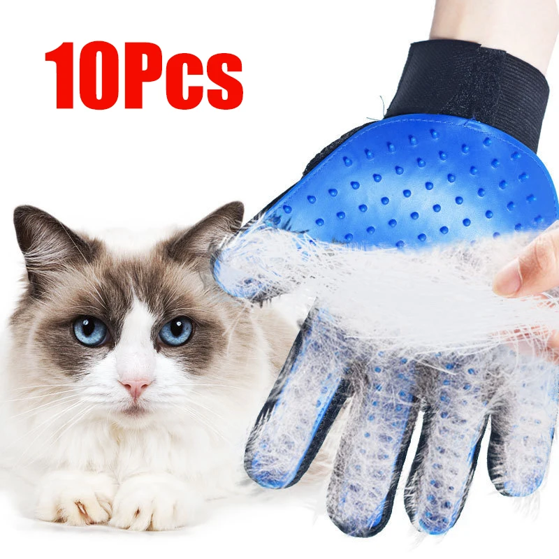 Pet Grooming Gloves Cats Hair Brush and Comb Gloves to Bathe Dogs Cleaning Hair Removal for Dog Animal Use Supplies Silicone