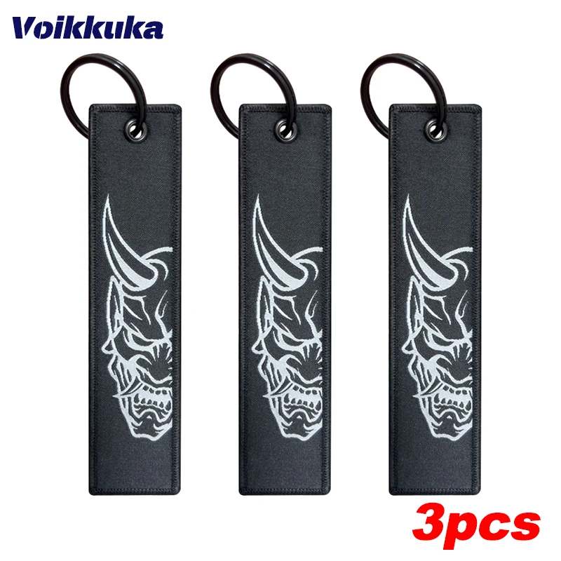 Oni Mask Embroidery Patterns Keychain Set
