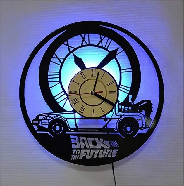 Creative LED Vinyl Record Clock Gift Back To The Future Record Wall Clock Home Decoration Remote Control 7 Colors