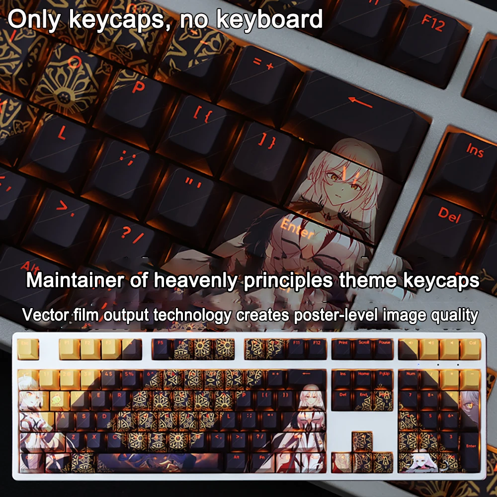 

108 Keys Genshin Impact Keycap Genshin Keycaps PBT Dye Subbed Cherry Backlit Keycaps Anime Key Cap For ANSI 61 87 104 108 Layout