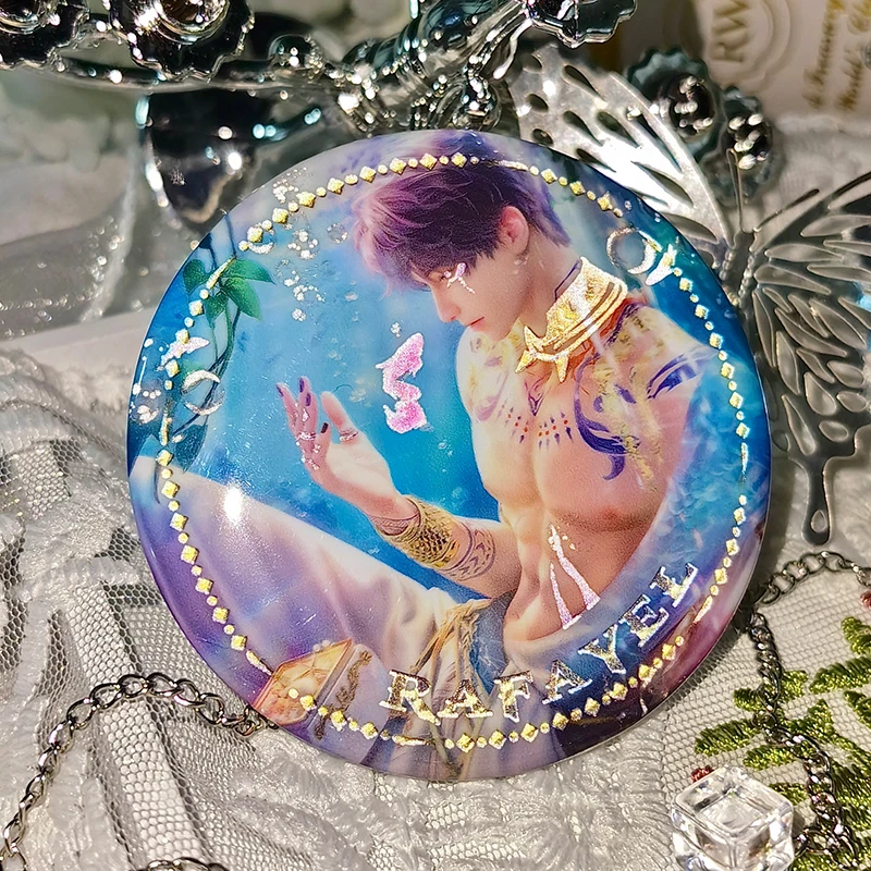 Anime Rafayel Love and deepspace 7.5CM Cartoon Mermaid Round Badge Pin Brooch Button Pendant Cosplay Collection