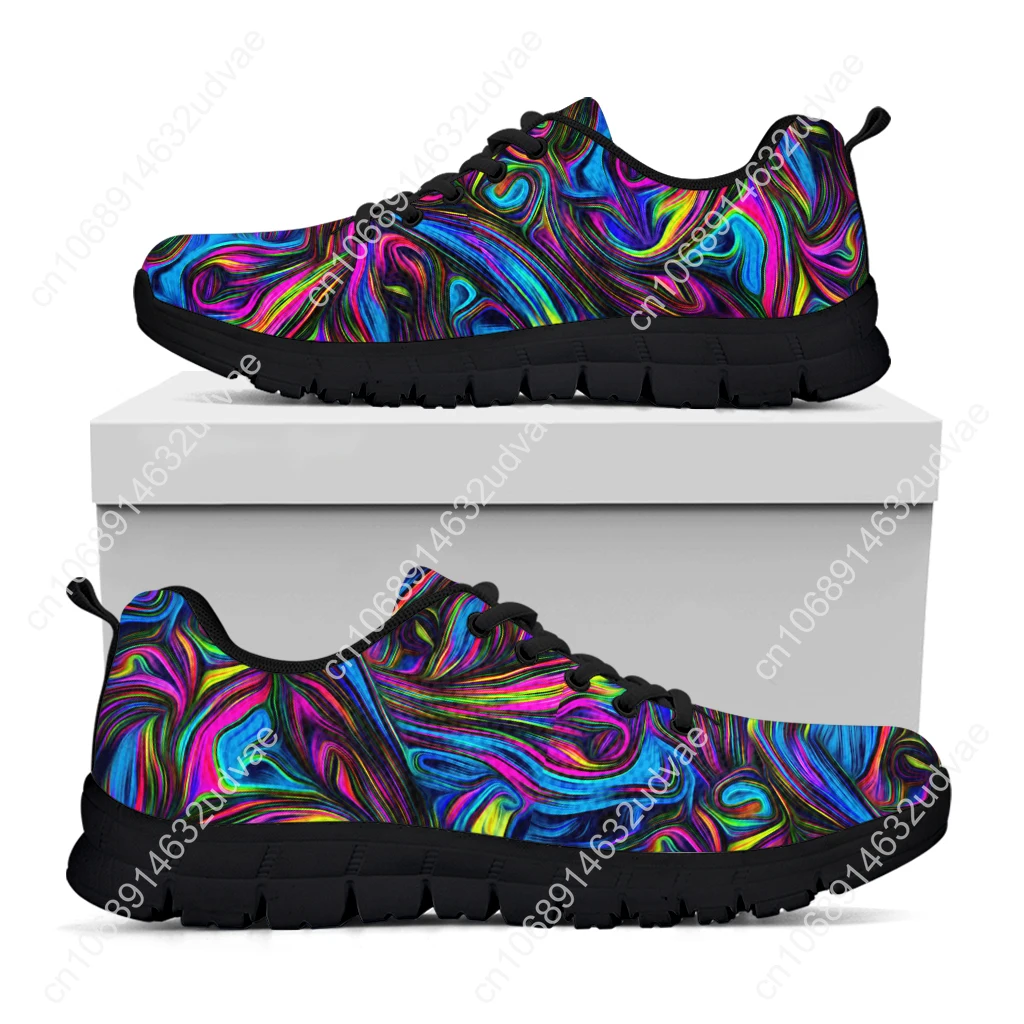 Fashion Color Psychedelic Design Shoes Knitted Fabric Thick Sole Sneakers Lightweight Outdoor Shoes Basketball Shoes