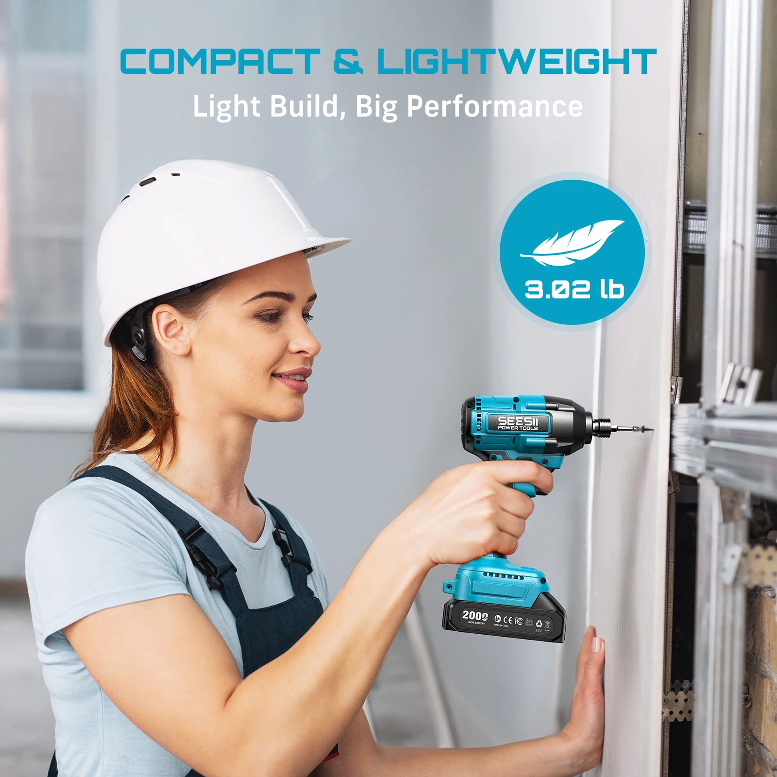 Seesii Electric Screwdriver 180N.m Wireless Brushless Impact Drill Electric Impact Driver Kit for Makita 21V Max With 2*2.0Ah Batteries - view 7