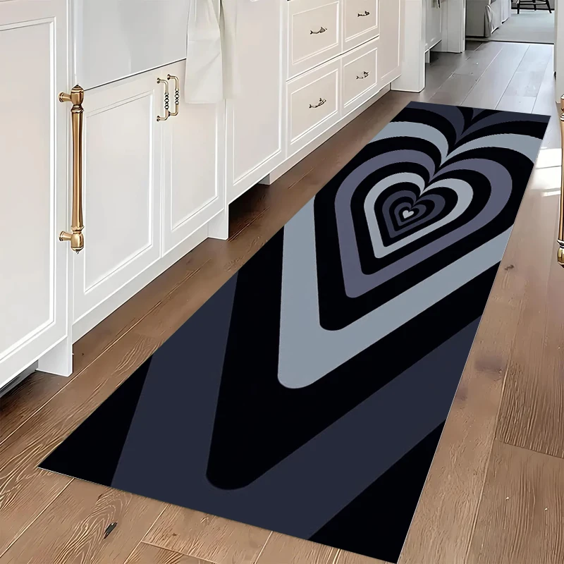 

Vintage Gradient Heart Runner Rug Bold Contrast Color Carpet for Kitchen Hallway Bedroom Washable Trendy Decorative Floor Mat