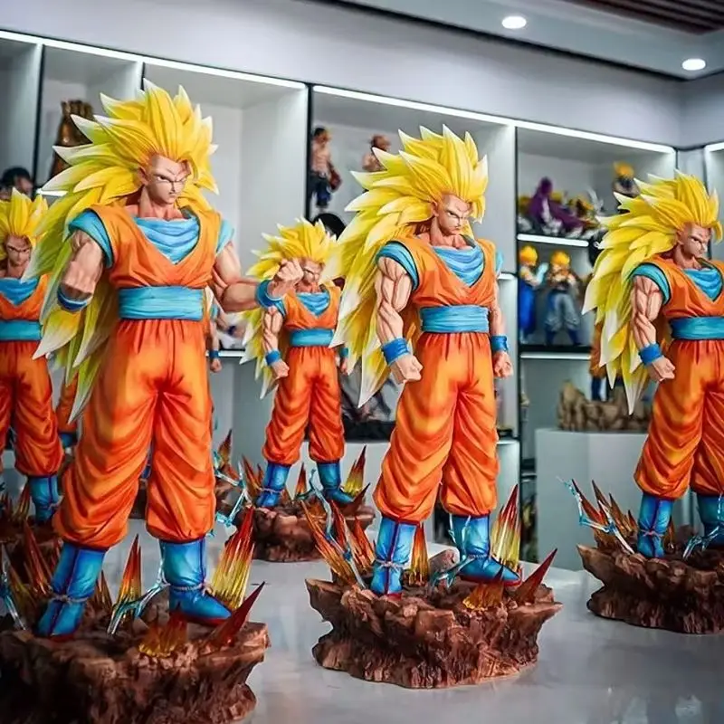 35 см/13,78 дюйма Dragon Ball Z Son Goku Ssj3 Фигурка Светодиодная база Super Saiyan 3 Goku ПВХ Фигурки Коллекция Модель Игрушки Подарки