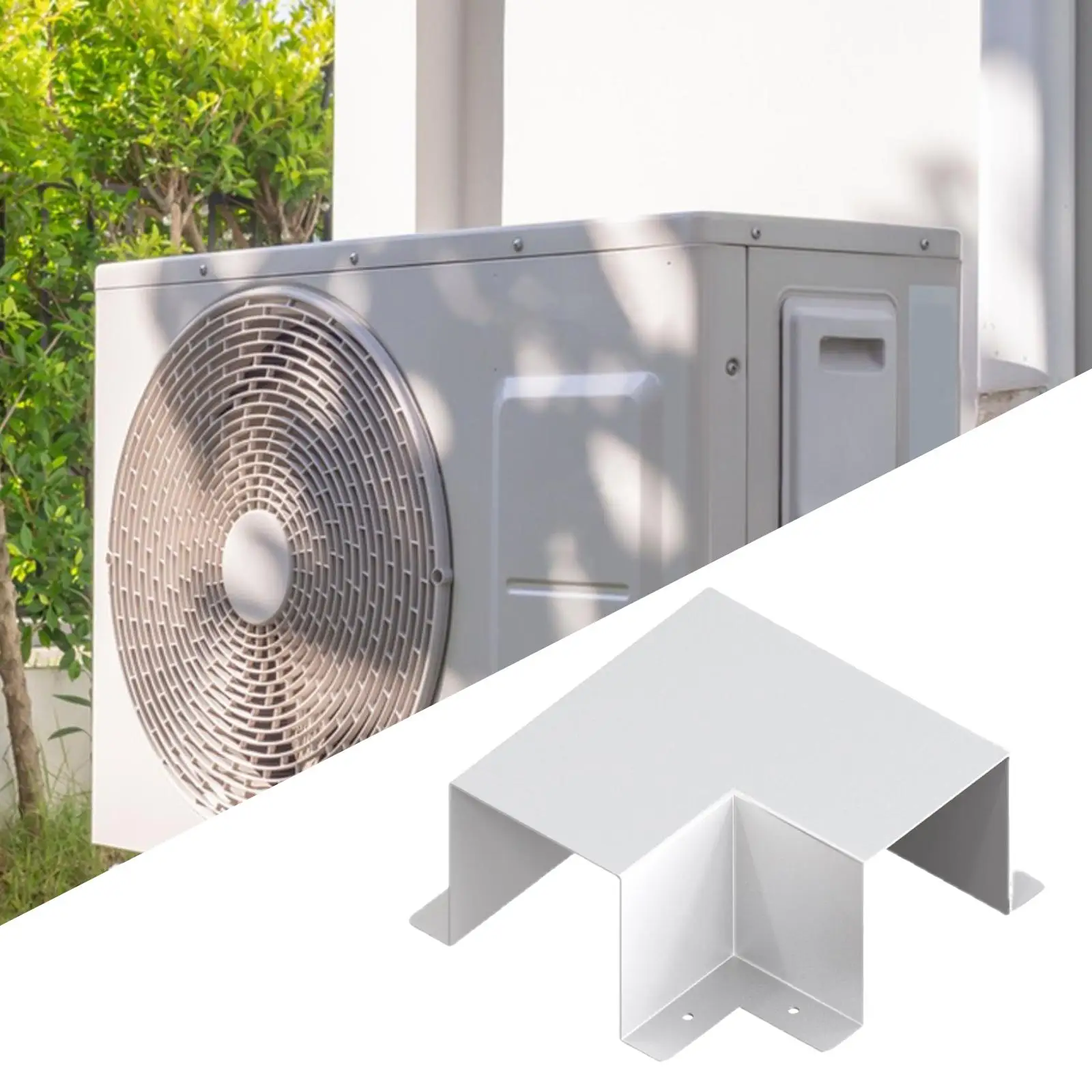 

4" x 4" Flat Elbow Accessories Easy Installation Replace Parts Metal Line Set Cover for Heat Pump Central Air