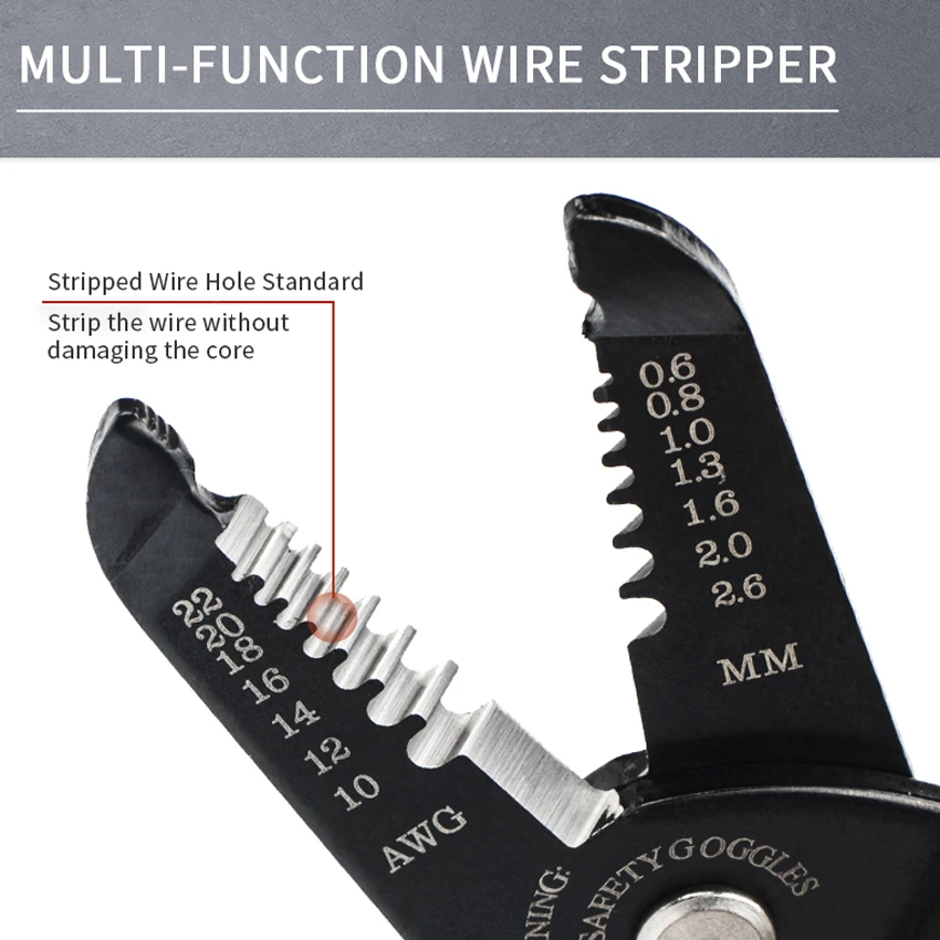 6.5-inch 3-in-1 Multi-Function Hand Tool with Stripping/Cutting/Gripping Function Copper Wire Stripping Tool Pliers
