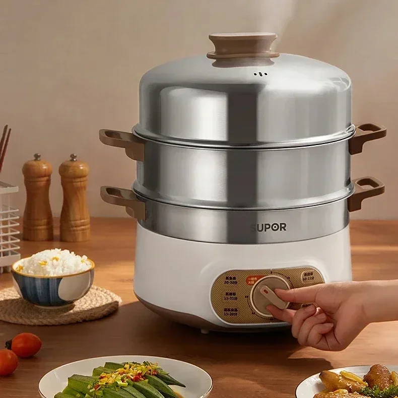 

Supor Steamer Household Multifunctional Electric Steamer Three-layer Large Capacity Automatic Power-off Steamer Pot 220V