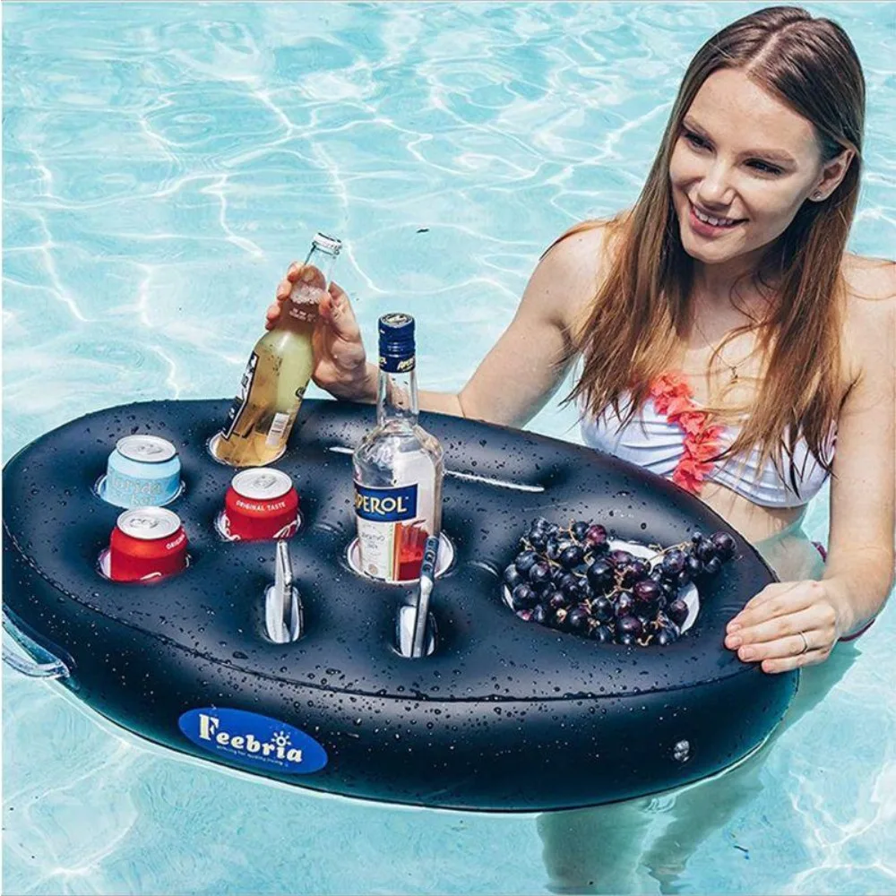 

Inflatable Water Tray Floating Row Summer Sea Inflatable Cup Holder Swimming Pool Family Party Beer Drink Tray Accessories