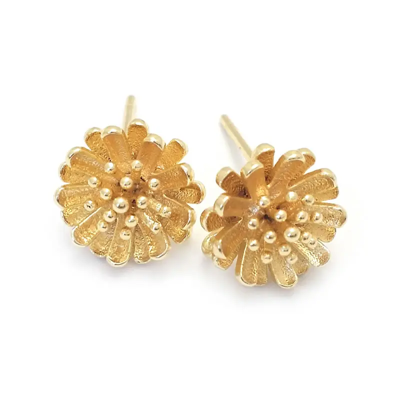 18K Gold Color Brass 3D Special Flower Branchs Stud Earrings Pins Jewelry Earrings Making Supplies Diy Findings Accessories