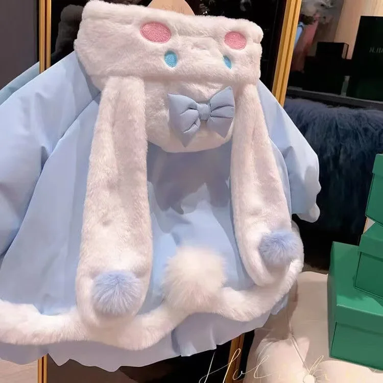 Sanrio Kawaii Cinnamoroll Hello Kitty Children\'s Plush Loose Coat Anime Sanrios Girl Cartoon Lamb Wool Warm Hooded Jacket Gifts